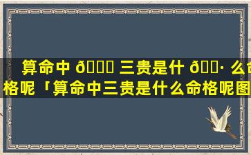 算命中 🐛 三贵是什 🌷 么命格呢「算命中三贵是什么命格呢图片」